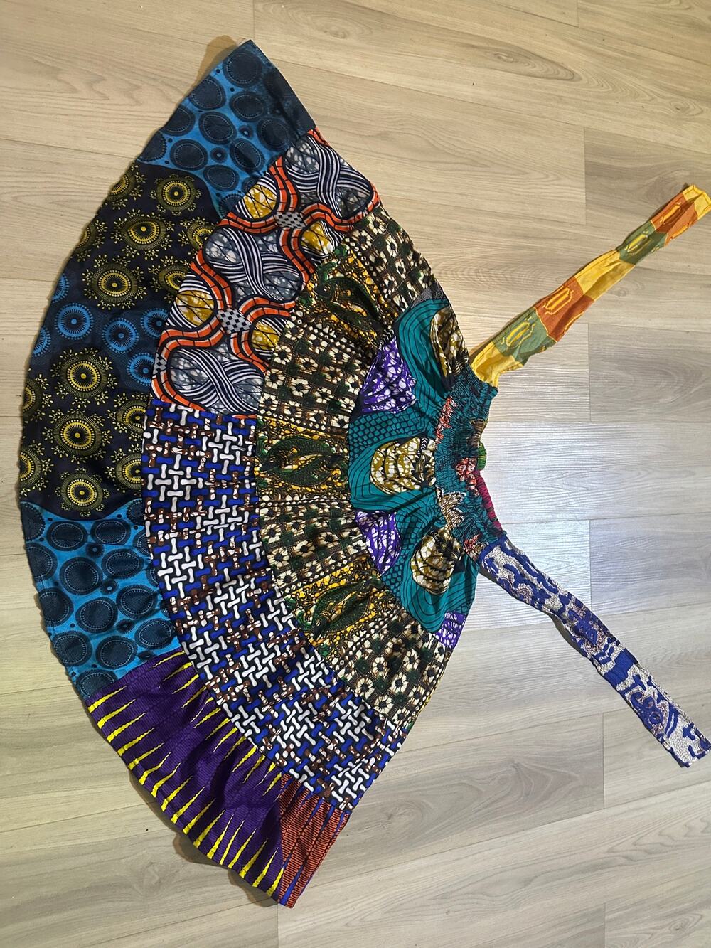 Jackpot Free Size Cotton African Wax Print Patchwork Wrap Skirt Maxi Tiered Boho